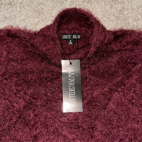 Dolls kill Current Mood burgundy fuzzy sweater - Picture 2 of 4